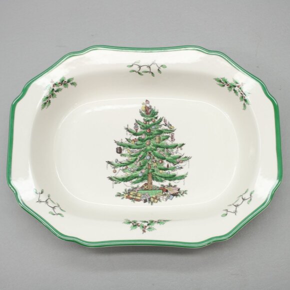 Spode Oval Serving Bowl Vegetable Dish 11.5"x8.5" Christmas Tree England S3324-V - Picture 6 of 6